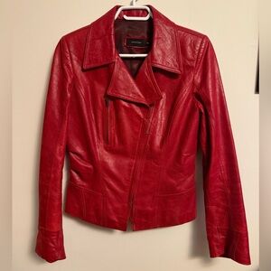 Stylish Red Leather Jacket for Women
